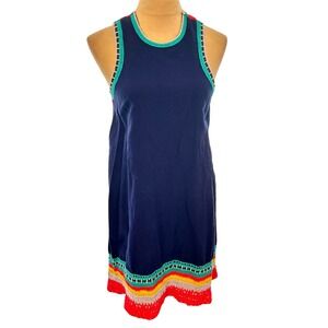 Akemi + Kin Anthropologie Xanthe Crochet Racerback Shift Dress Navy Blue XS